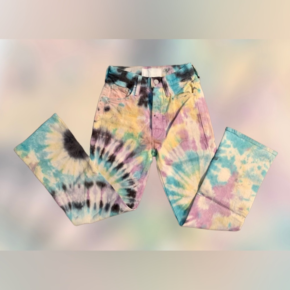 NWOT Mother the tripper tie dye boot cut jeans 23 and 24